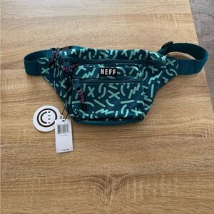 Neff Teal Waist Pack with Mint Graphic Pattern